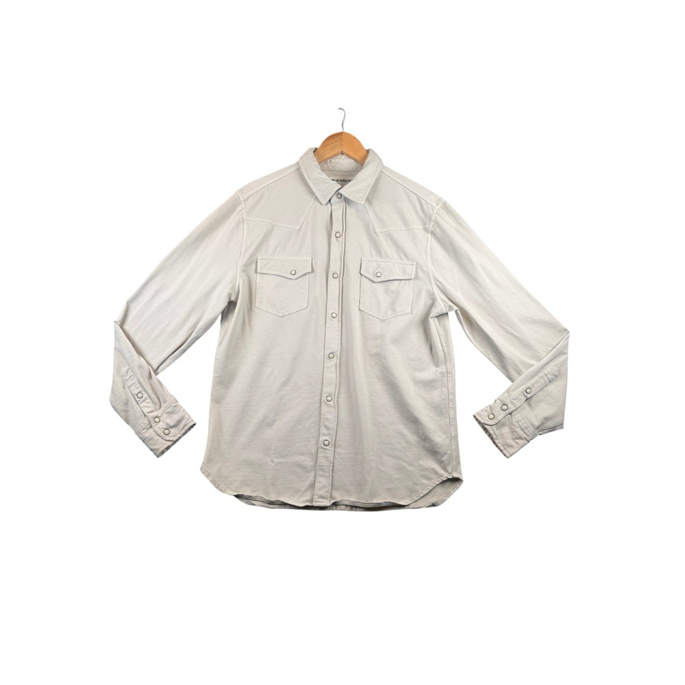 The Normal Brand Tentoma Shirt Mens L Beige Pearl Snap Western Stretch Twill